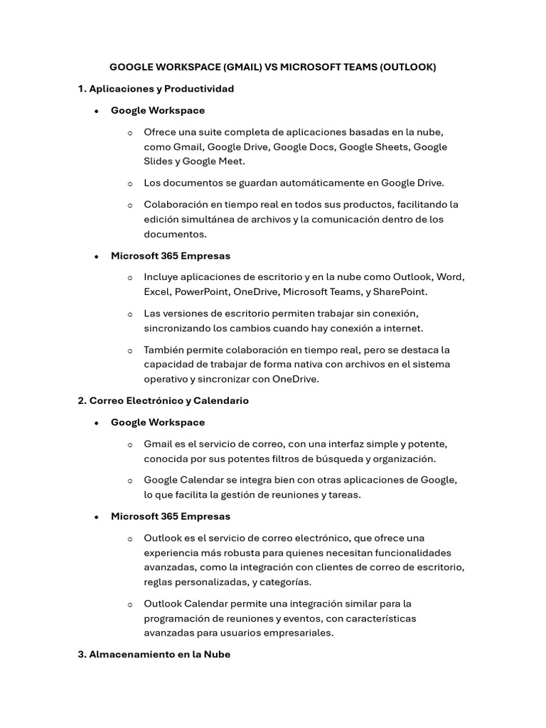 Google Workspace vs Microsoft 365: Comparativa | PDF | Microsoft ...