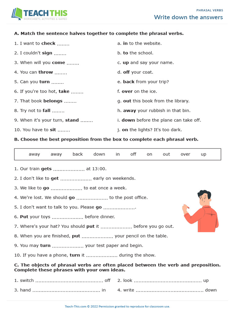 6th Grade Phrasal Verbs Worksheet | PDF | Linguistics | Languages