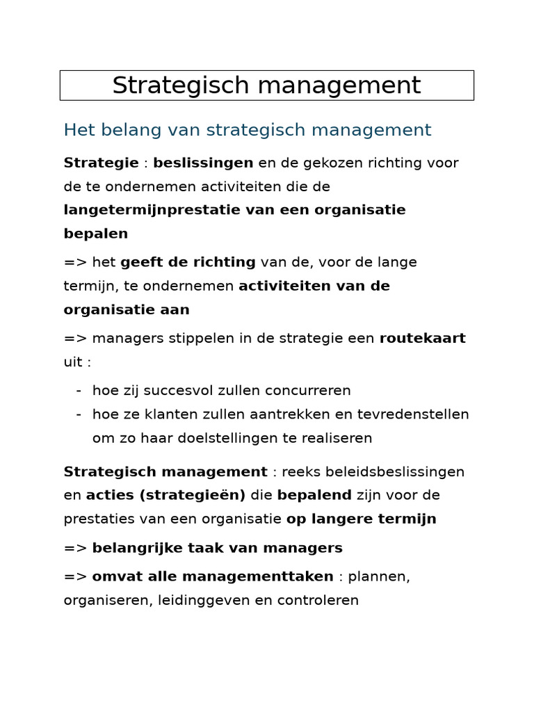 Les 8 Over Strategisch Management | PDF