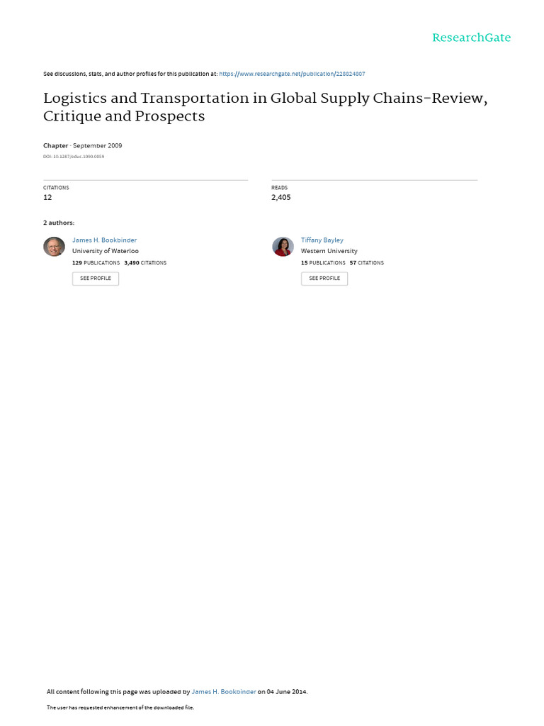Logistics and Transportation in Global Supply Chai | PDF | Supply Chain ...