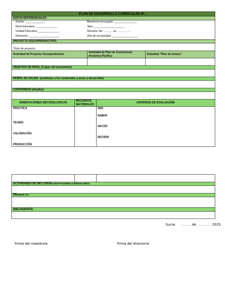 Plan de Desarrollo Curricular 2025 | PDF