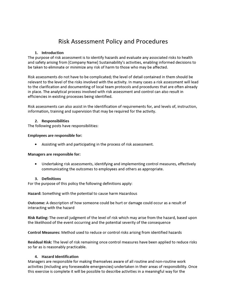Risk Assessment Policy and Procedures | PDF | Risk | Risk Assessment