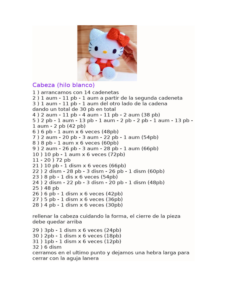 Instrucciones para tejer un muñeco | PDF
