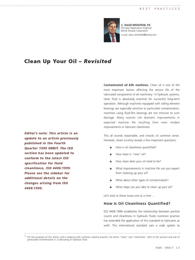Clean Oil Practices and ISO Standards | PDF | Bearing (Mechanical ...