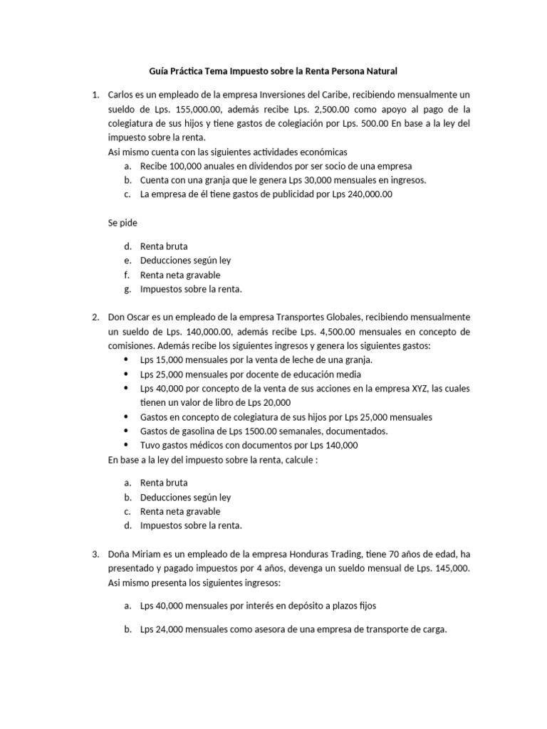 Cálculo del Impuesto sobre la Renta Personal | PDF | Impuesto sobre la ...