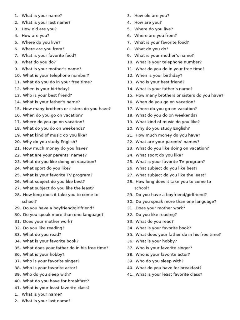 English Basic Questions | PDF