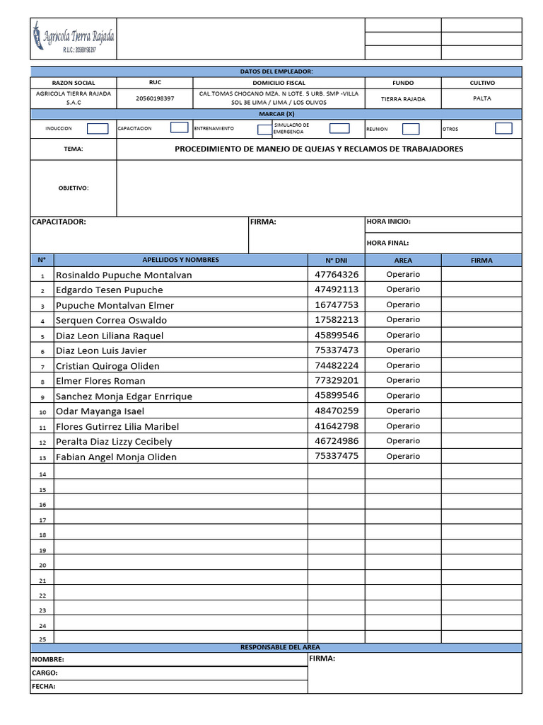 R-Atr-Cc-005 - Registro de Capacitacion - Social 5 | PDF