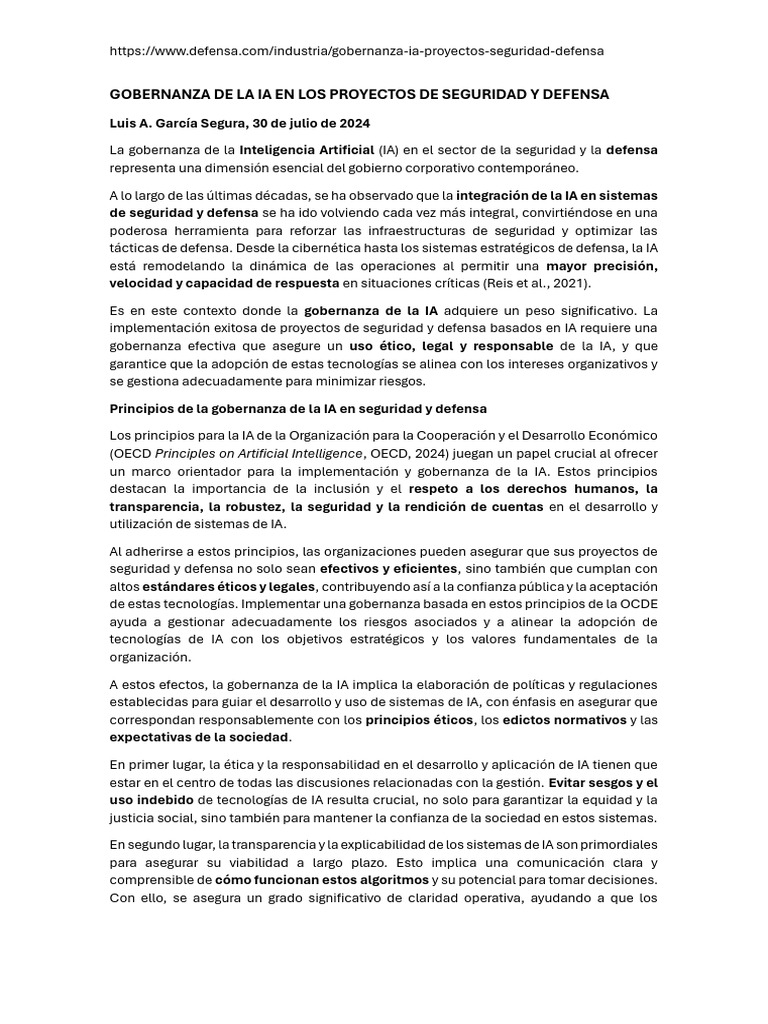 35. Gobernanza de La Ia en Los Proyectos de Seguridad y Defensa | PDF ...