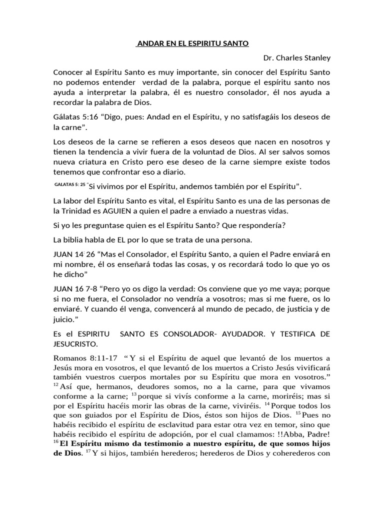 Andar en el Espíritu Santo: Guía y Poder | PDF | espíritu Santo ...
