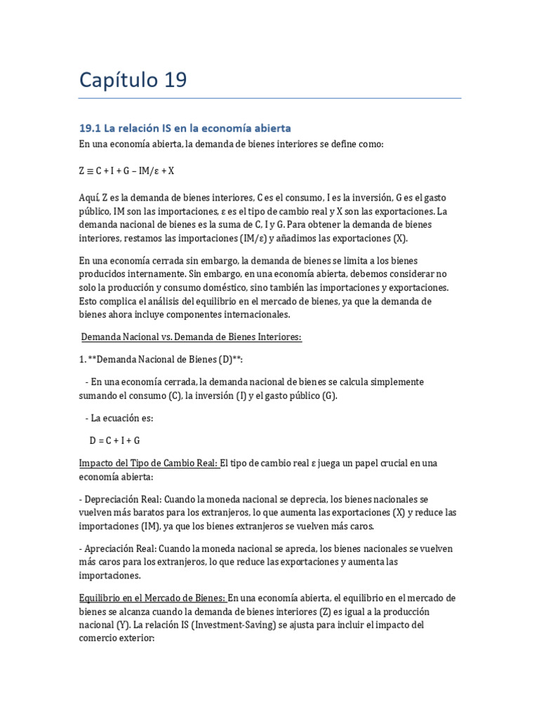 Resumen Capitulo 19 | PDF | Tipo de cambio | La política fiscal