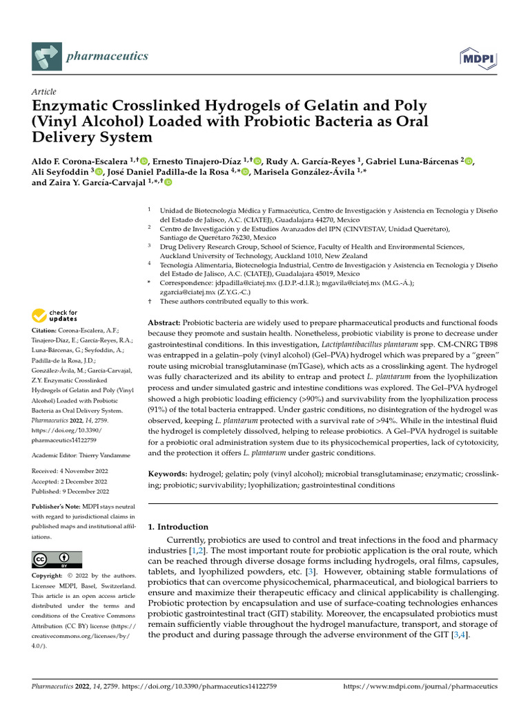 (Articel)Enzymatic Crosslinked Hydrogels of Gelatin and Poly | PDF ...