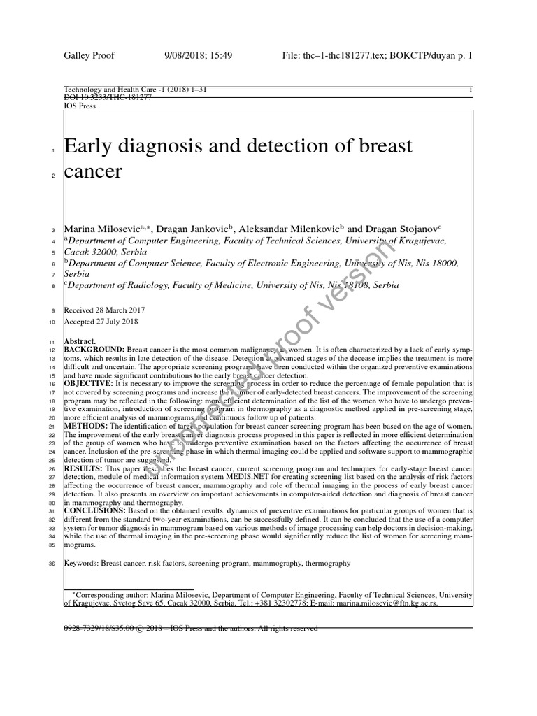 Early Breast Cancer Detection Strategies | PDF | Mammography | Breast ...