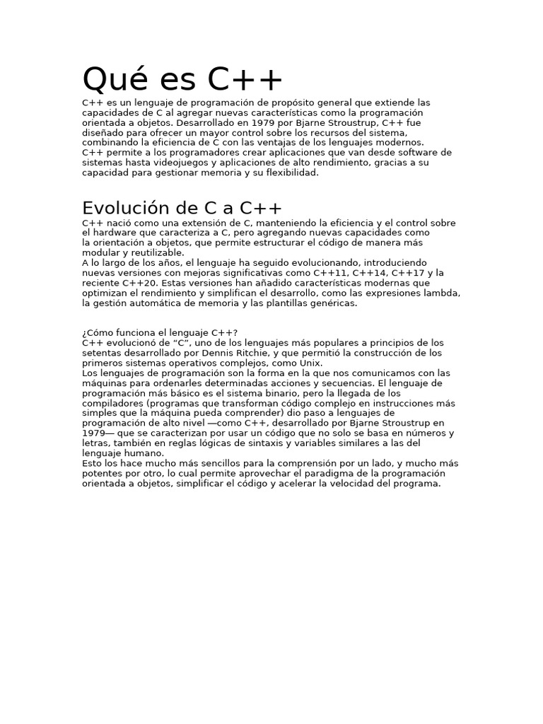 Qué es C++: Lenguaje de programación | PDF