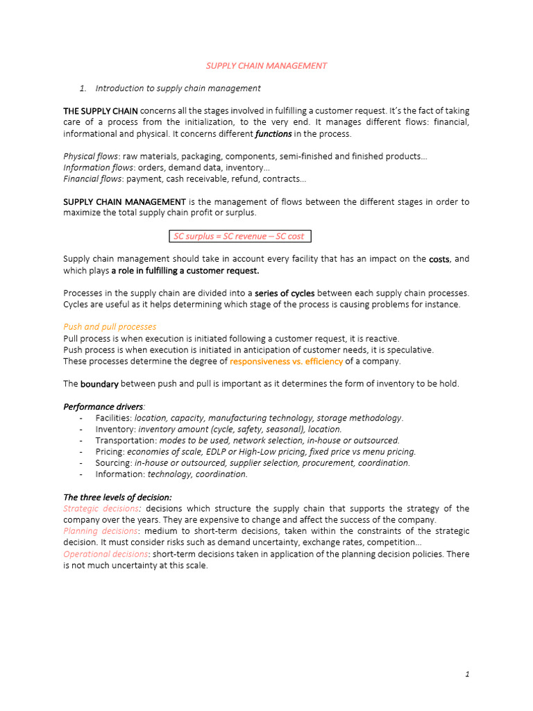 SUPPLY CHAIN MANAGEMENT | PDF | Supply Chain | Inventory