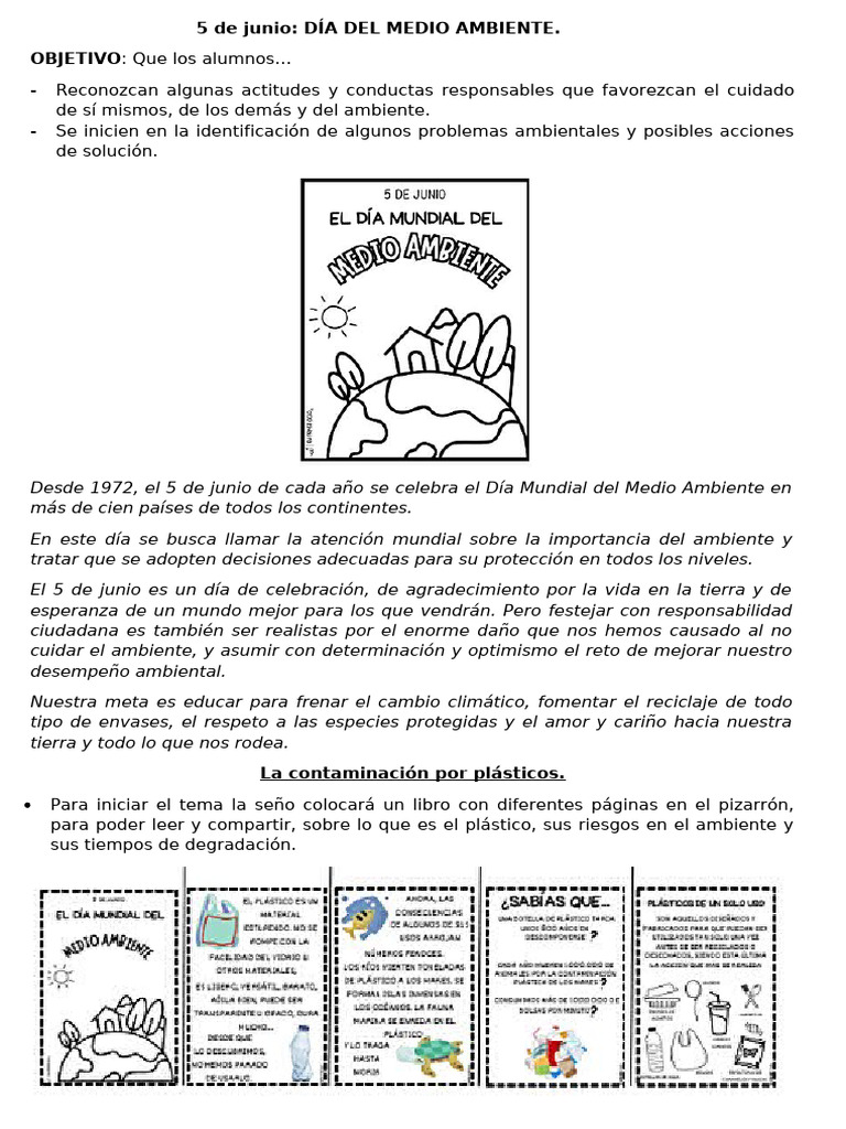 5 de Junio DÍA DEL AMBIENTE | PDF | El plastico | Entorno natural
