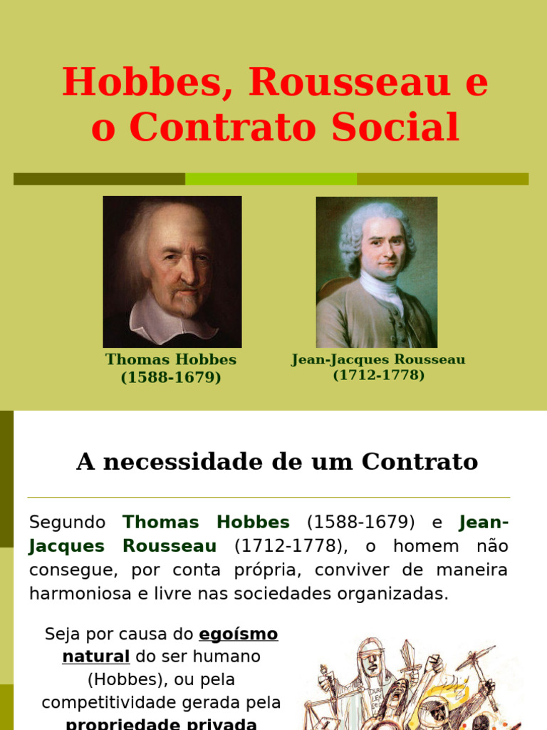Hobbes e Rousseau: Contrato Social Explicado | PDF | Jean-Jacques ...