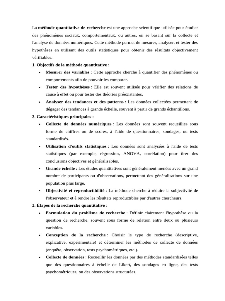 Méthode Quantitative de Recherche | PDF | Statistiques | Analyse des ...