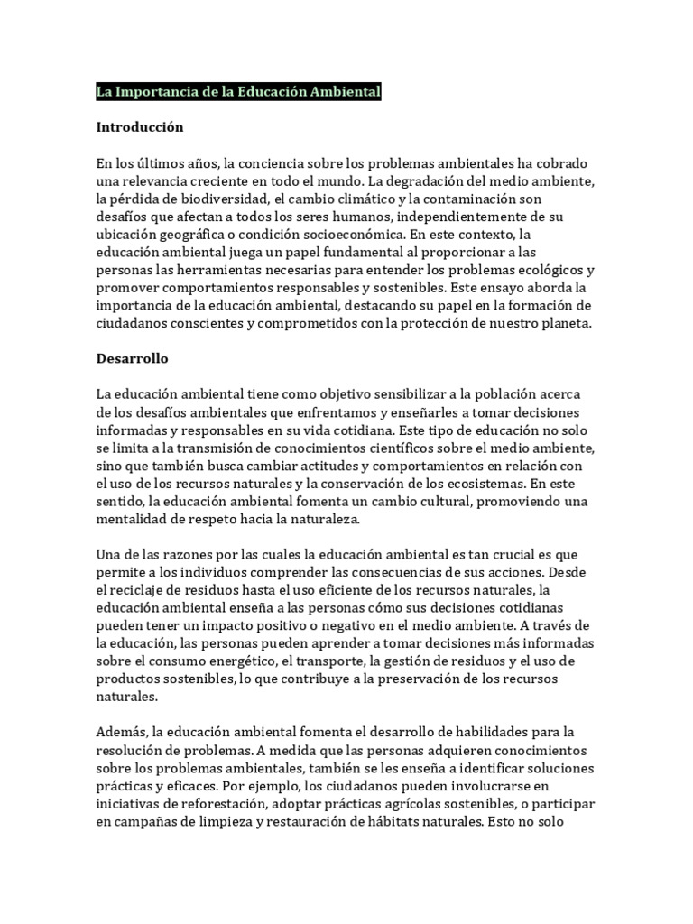Educación Ambiental: Clave para el Futuro | PDF | Sustentabilidad ...