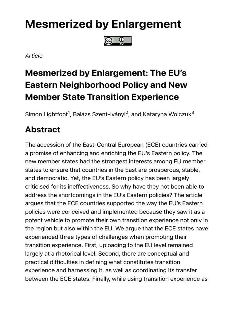 EU Eastern Policy and ECE Challenges | PDF | Enlargement Of The ...