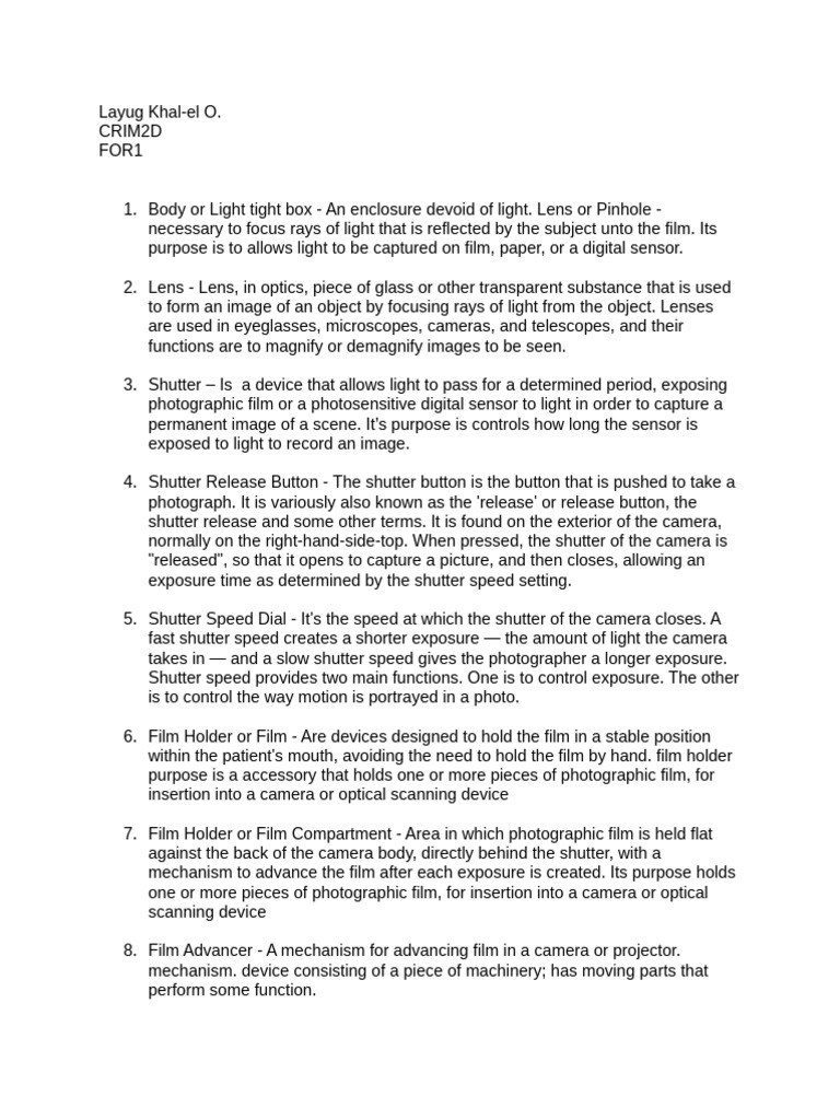 For1 Activity Layug | PDF | Camera | Shutter (Photography)