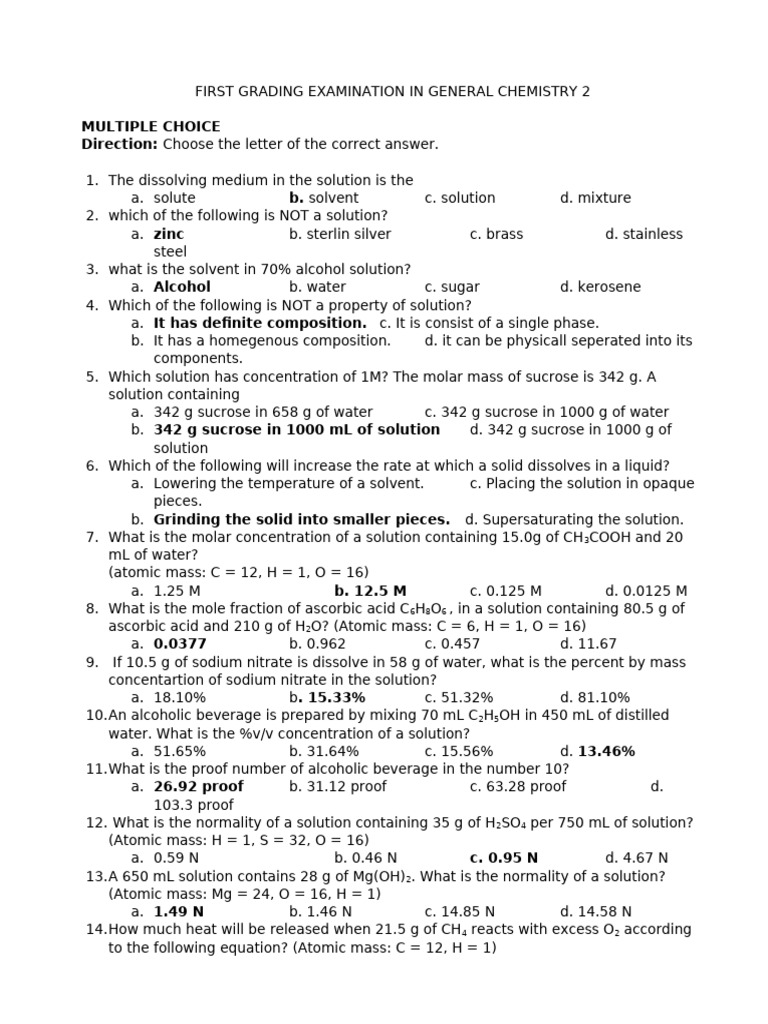 First Grading in General Chemistry 3 | PDF | Intermolecular Force ...