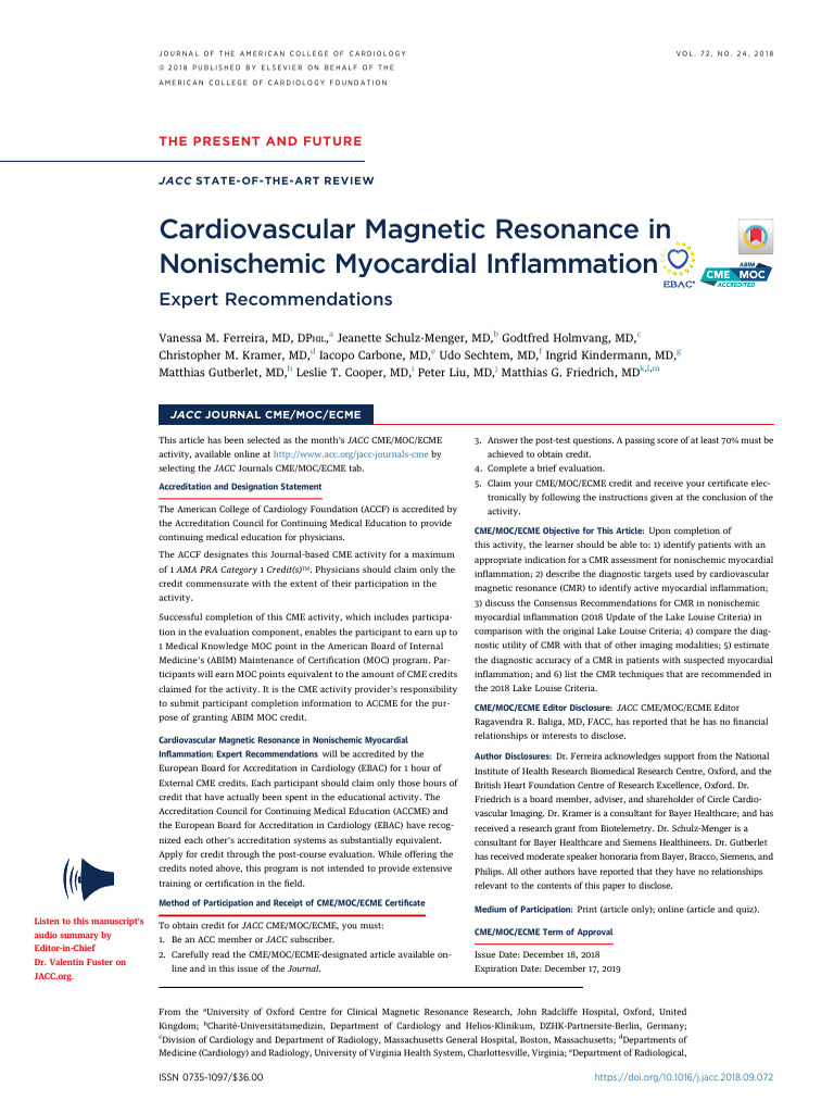 Cardiovascular Magnetic Resonance in Nonischemic Myocardial ...