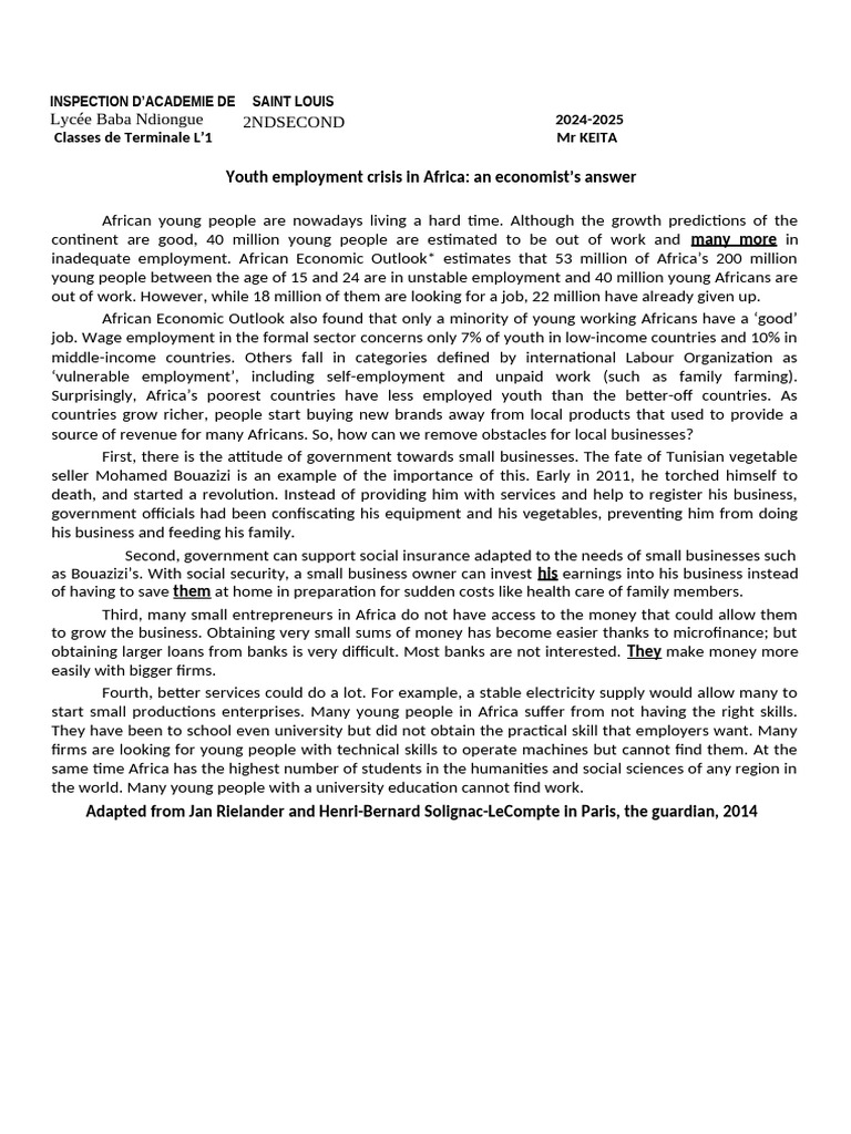 Youth Employment Crisis in Africa | PDF | Employment | Economies