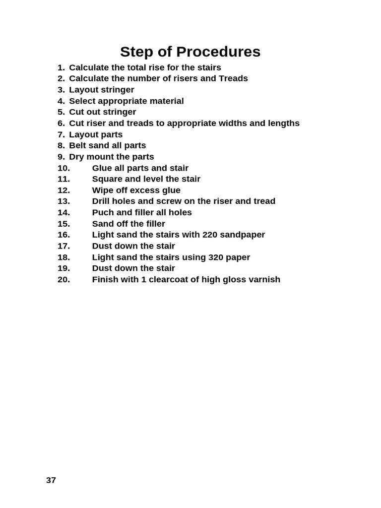 Stair Construction Procedures | PDF