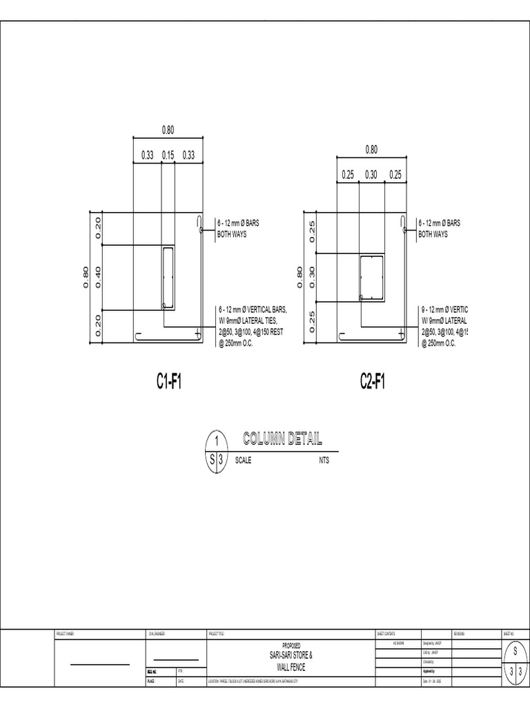 Column and Wall Fence Details | PDF