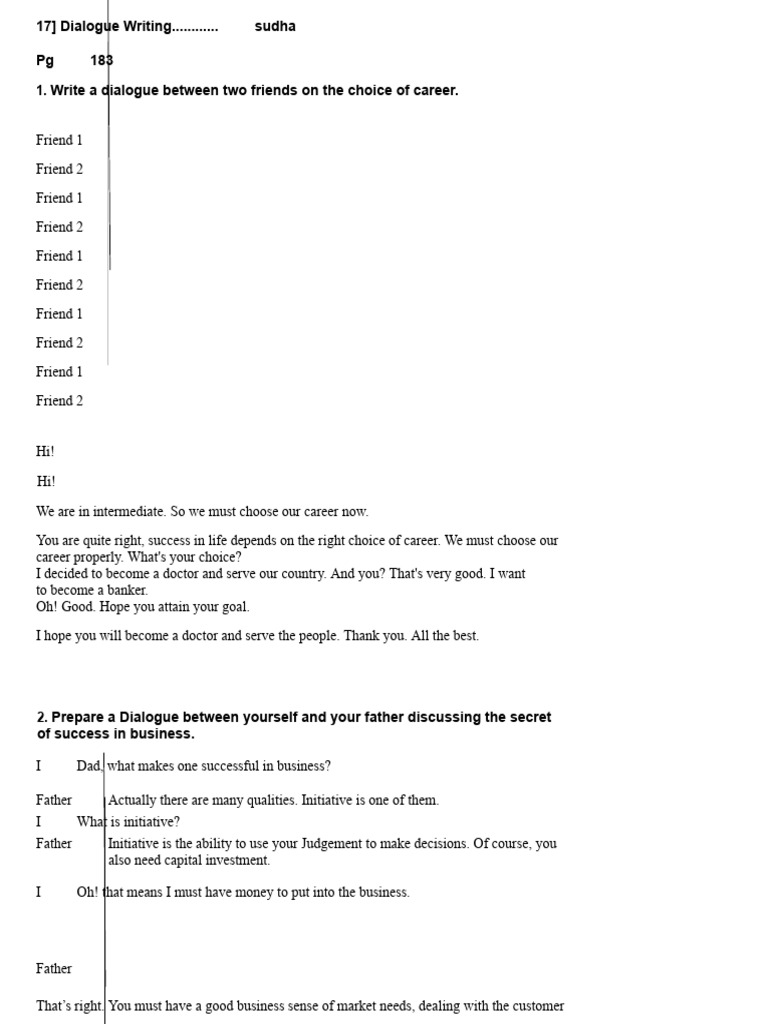 Career Choice Dialogue Examples | PDF