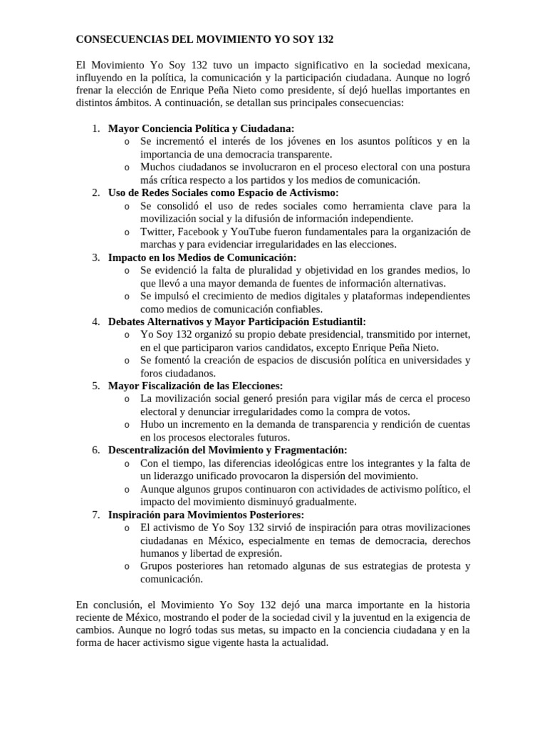 Causas y Consecuencias del Movimiento 132 | PDF | Enrique Peña Nieto ...