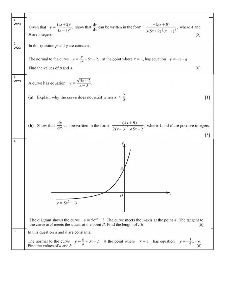 Add Math WS Differentiation | PDF