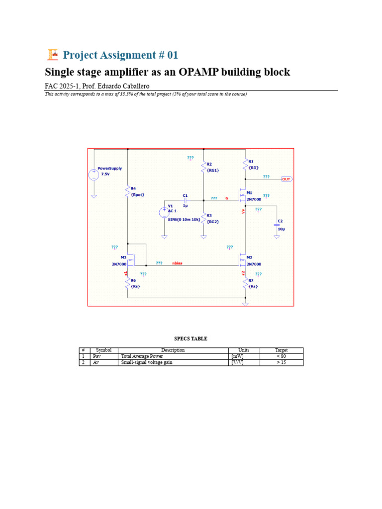 Single-Stage Amplifier Project Guide | PDF | Amplifier | Electronic ...