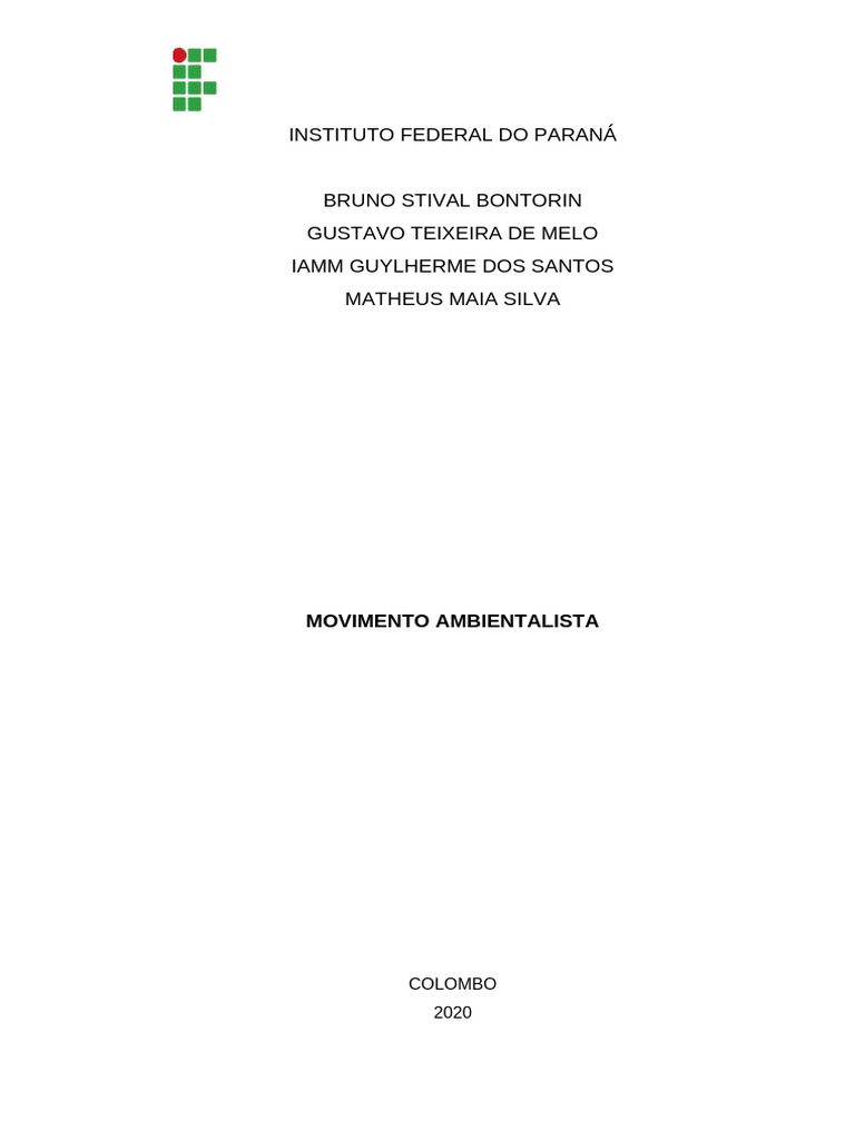 Movimento Ambientalista e Suas Origens | PDF | Movimento ambientalista ...