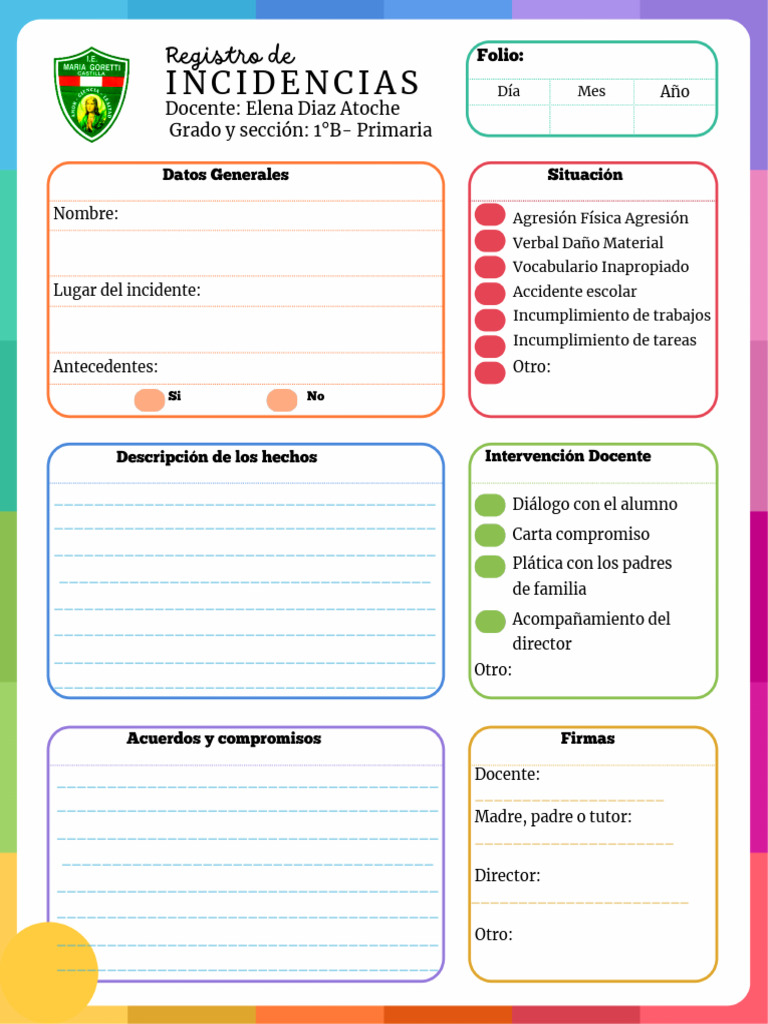 Registro de Incidencias en Primaria | PDF