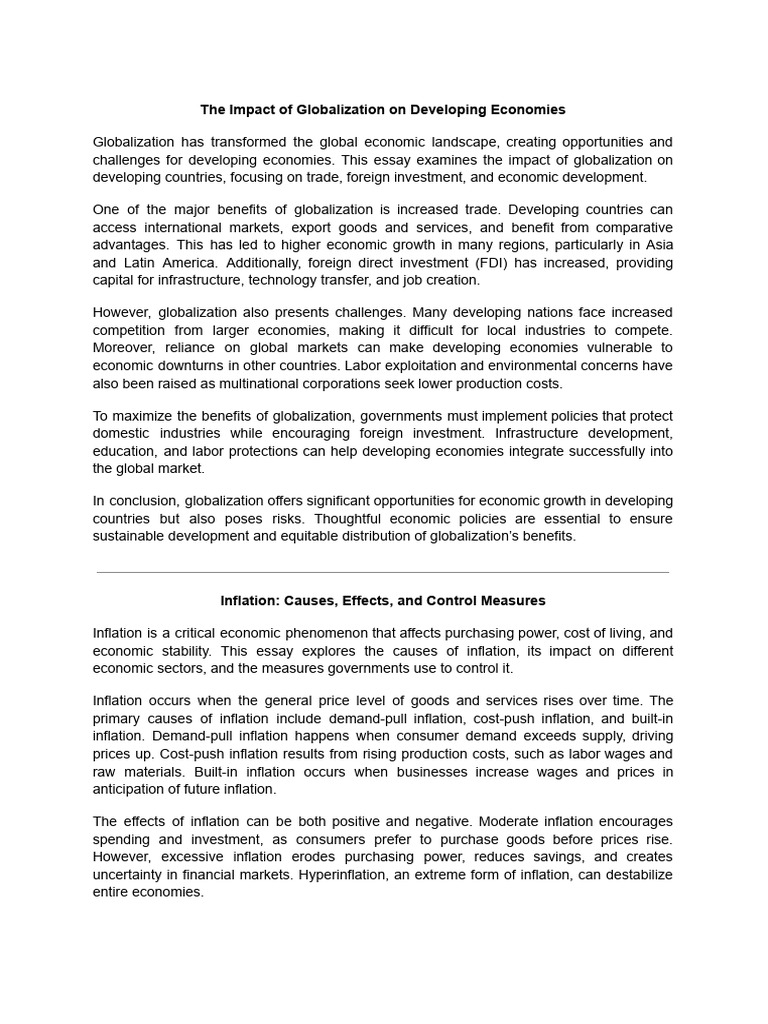 The Impact of Globalization On Developing Economies | PDF | Cost Of ...