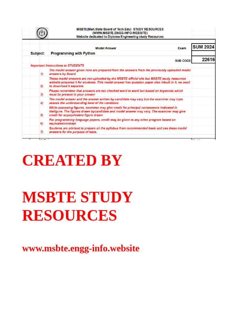 2024 Summer Model Answer Paper | PDF