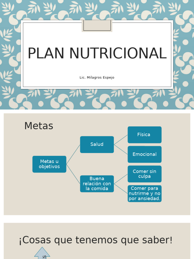 Presentacion Plan Nutriciónal | PDF | Nutrición | Dieta y nutrición