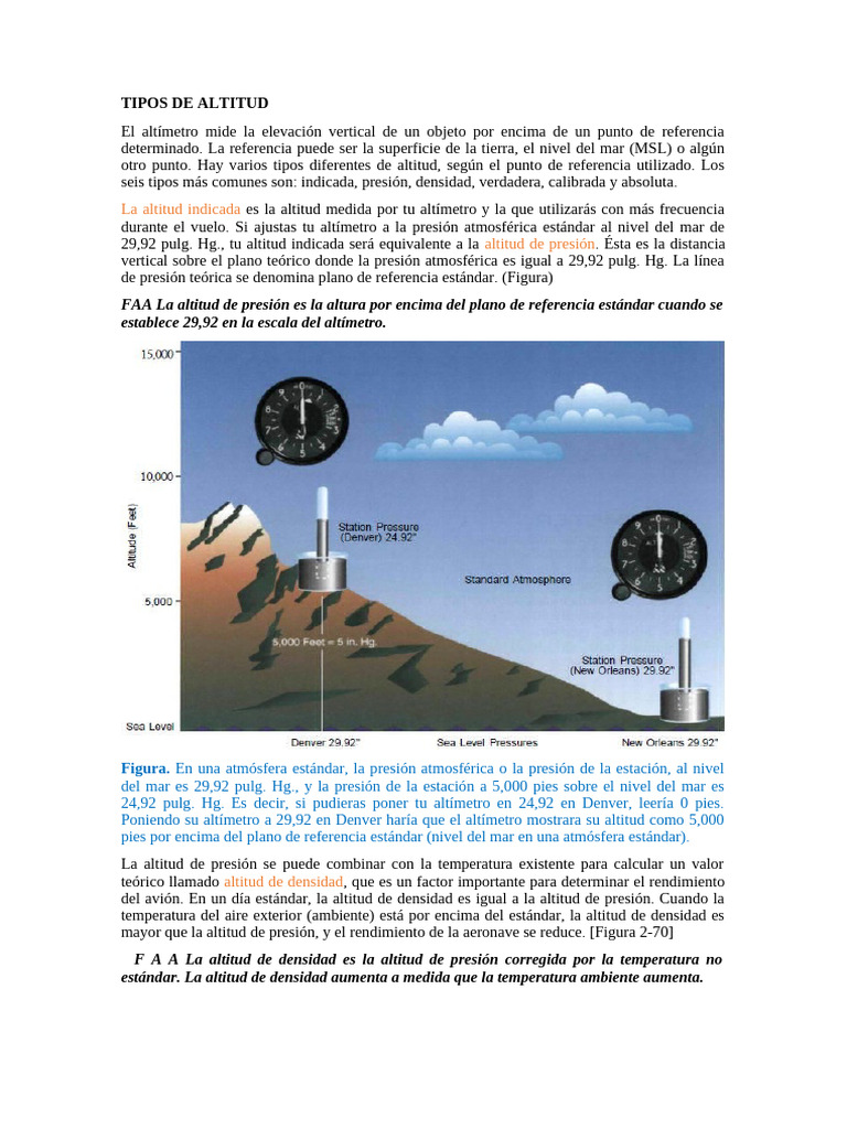 Tipos de Altitud y Errores de Altímetro | PDF | Altímetro | Presión ...