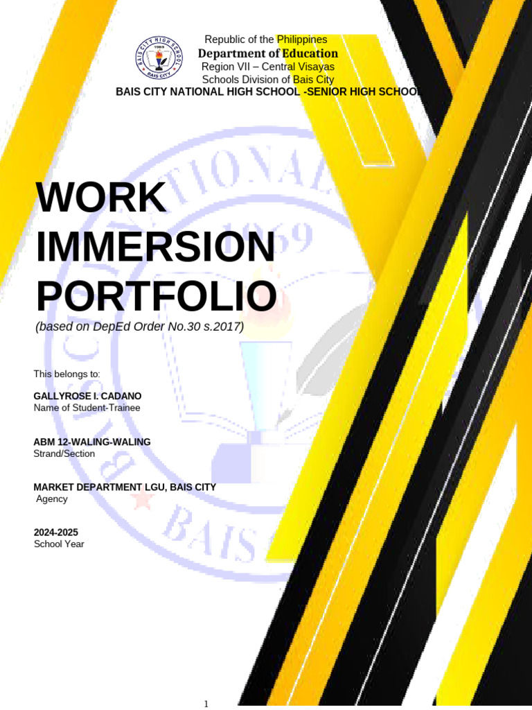 Bais City Senior High Work Immersion Guide | PDF | Market (Economics ...