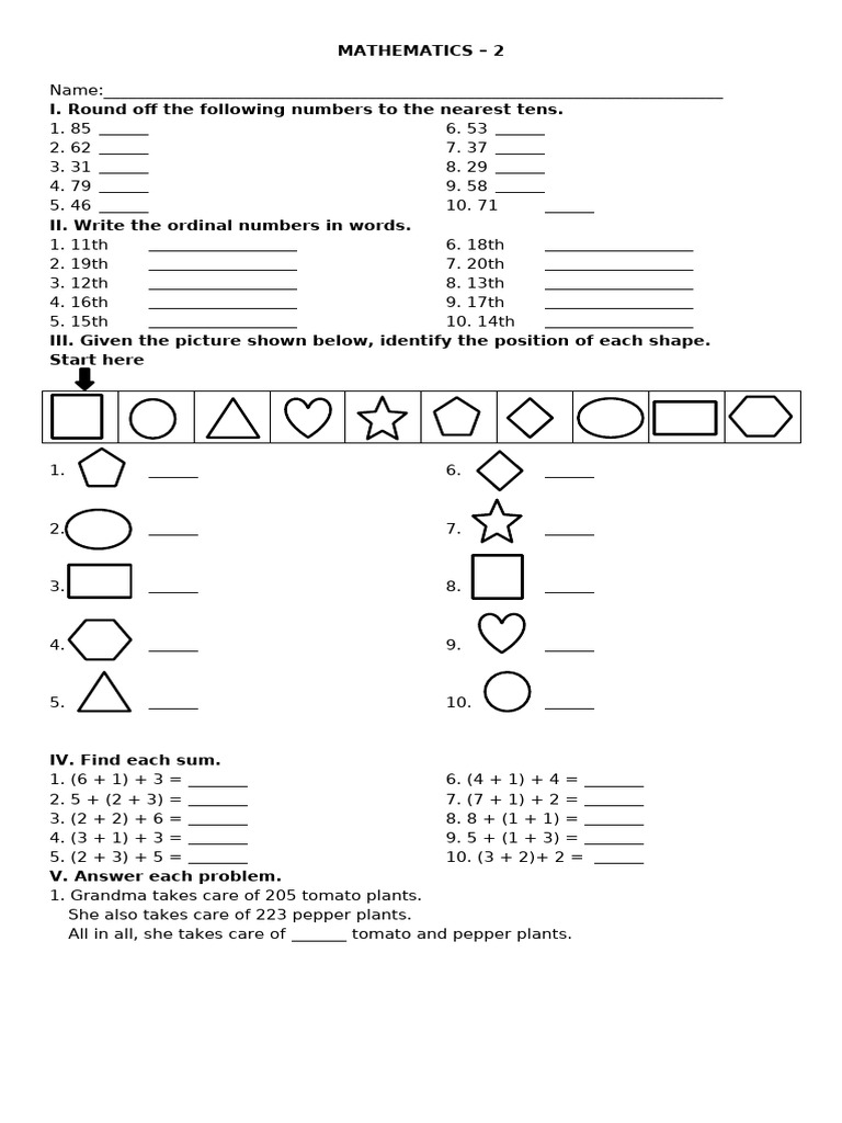 Mathematics Practice Worksheet 2 | PDF | Cuisine | Foods