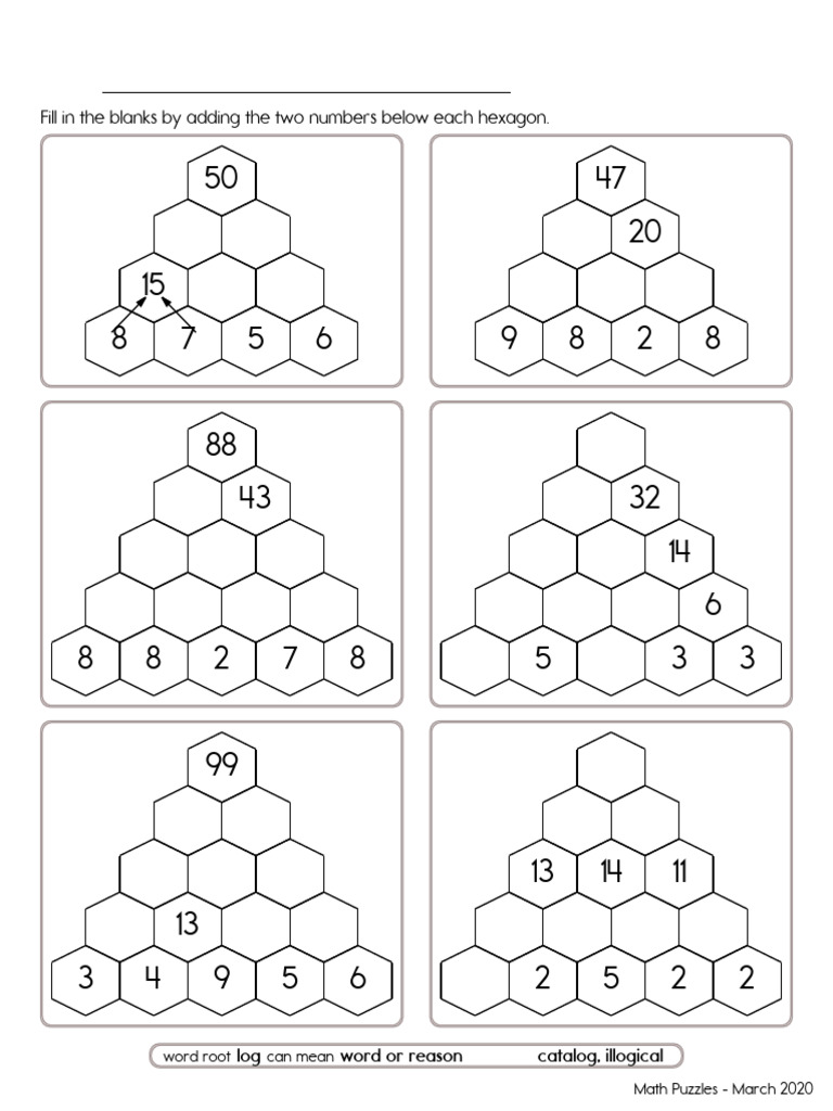 Math Puzzle Worksheets for Learning | PDF