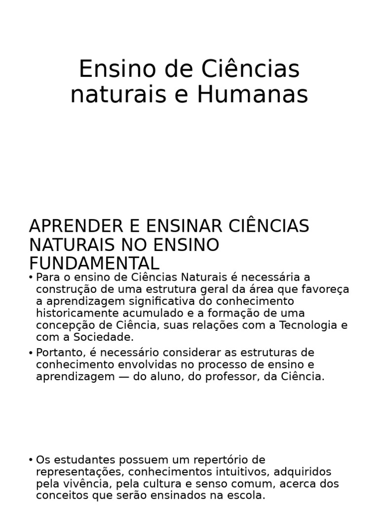 Ensino de Ciências Naturais e Humanas | PDF | Science | Aprendizado