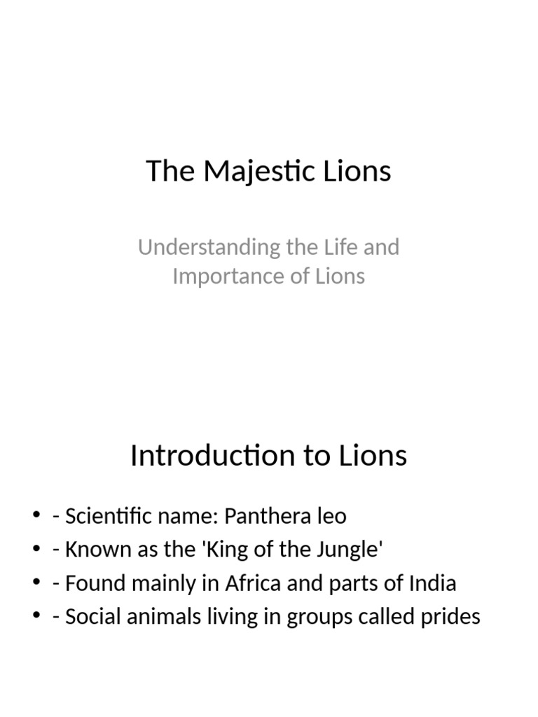 The Life and Importance of Lions | PDF