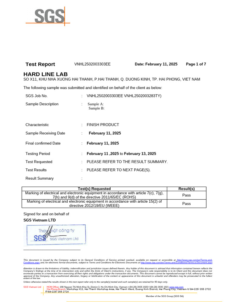 SGS Test Report for Electrical Equipment | PDF | Forgery | Vietnam