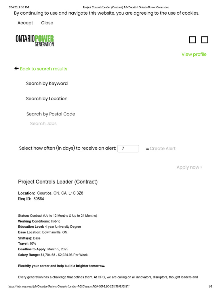 Project Controls Leader Job at OPG | PDF | Project Management | Risk ...