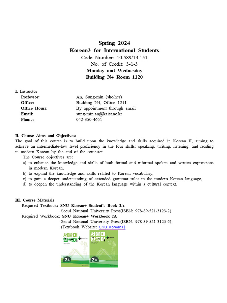 Korean 3 Course for International Students | PDF | Korean Language ...