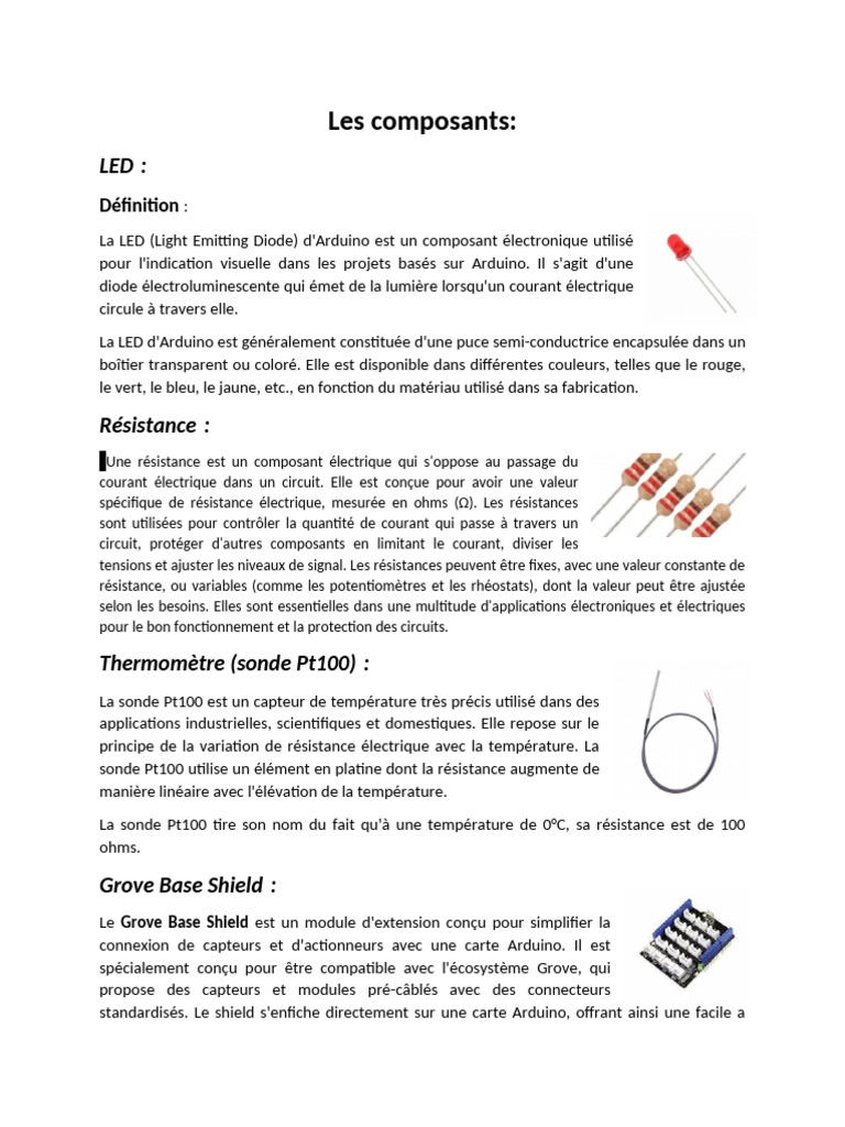 Composants électroniques Arduino essentiels | PDF | Résistance ...