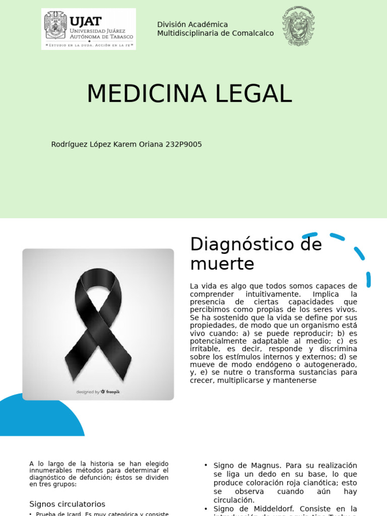 Diagnóstico de Muerte en Medicina Legal | PDF | Muerte | Descomposición