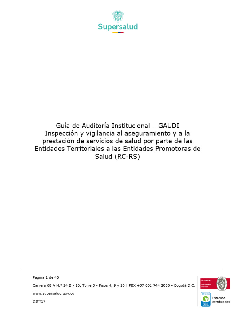 Guía de Auditoría GAUDI en Salud | PDF | Auditoría | Bogotá